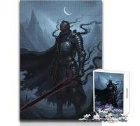 Puzzle de 1000 pièces pour Adultes - Chevalier Noir à l'épée - Casse-tête Amusant et éducatif pour Toute la Famille - Dimensions : 38x52cm