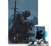Puzzle de 1000 pièces pour Adultes Chevalier pensif avec épée dans l'eau Jeu à Monter soi-même améliore la mémoire Cadeau Unique pour Un Anniversaire ou Noël 38x52cm