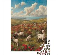 Puzzle de 1000 pièces pour Adultes - Chèvres en liberté - Puzzle carré en Bois, pour Adultes et Adolescents - Décoration Murale - 1000 pièces (75 x 50 cm)
