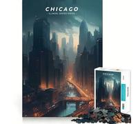 Puzzle de 1000 pièces pour Adultes Chicago Illinois Sharp Cut Craft Problem Resolution Fun Idle Time Game Christmas Art Decor (38x52cm)