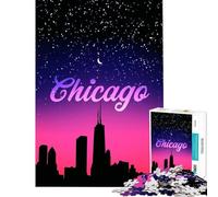 Puzzle de 1000 pièces pour Adultes Chicago Pink Night Jeu Stimulant Jouet défi Difficile Cadeau pour Femmes et Hommes (Taille 38x52cm)