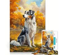 Puzzle de 1000 pièces pour Adultes Chien d'automne au Bord de la rivière Décoration soignée Jeu Amusant et divertissant pour Passer Le Temps Libre Cadeau d'anniversaire ou Loisir (38x52cm)