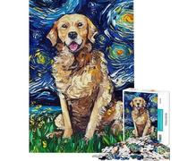 Puzzle de 1000 pièces pour Adultes Chien et Nuit étoilée Jeu de Puzzle Manuel Course de Vitesse Idéal comme Cadeau pour Toute la Famille (Taille 38x26cm)
