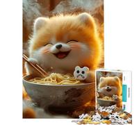 Puzzle de 1000 pièces pour Adultes Chien Mignon Mangeant des Ramen Jeu Impossible Jeu éducatif défi Jouet idée Cadeau Apprentissage et éducation (Dimensions 38x52cm)