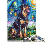Puzzle de 1000 pièces pour Adultes - Chien, Nuit étoilée, Rottweiler - Puzzle créatif en Papier - Casse-tête Impossible - Défi cérébral pour Adolescents - 38 x 26 cm / 1000 pièces
