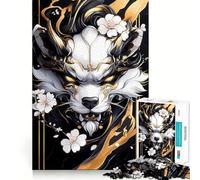 Puzzle de 1000 pièces pour Adultes Chien Shih Tzu doré avec Fleurs de Cerisier, Motif Remember Upgrade, Anti-Stress, découpe précise, Cadeau du Père Noël 50x75cm