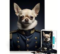 Puzzle de 1000 pièces pour Adultes Chihuahua,Officier Militaire Découpe Impeccable Jeu de Concentration Amusant Cadeau Gratuit Idée Cadeau d'anniversaire (38x52cm)