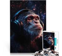 Puzzle de 1000 pièces pour Adultes Chimpanzé écoutant de la Musique Difficile et défi Renforcer l'amour Entre Les Couples 38x26cm
