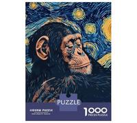 Puzzle De 1000 Pièces pour Adultes Chimpanzee in Starry Night Style Puzzle pour Adultes, Jouet Anti-Stress Amusant Et Humoristique, Idéal comme Cadeau 70x50cm/1000pcs