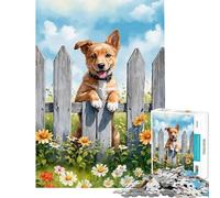 Puzzle de 1000 pièces pour Adultes Chiot Aquarelle regardant par-Dessus Une clôture Activités Amusantes à la Maison Jeu de réflexion pour Passer Le Temps Pendant Les Vacances Convient aux Personnes