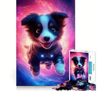 Puzzle de 1000 pièces pour Adultes Chiot Astronaute dans l'espace Découpe précise Jeu de réflexion Artistique Loisirs créatifs Cadeau d'anniversaire Amusant (50x75cm)
