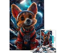 Puzzle de 1000 pièces pour Adultes Chiot Astronaute en Combinaison Spatiale Défi intellectuel Jouet addictif Jeu Familial Décoration Murale Cadeau Amusant (Dimensions 38x26cm)