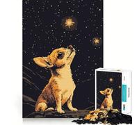 Puzzle de 1000 pièces pour Adultes Chiot Chihuahua rétro en Pixel Art Jeu de logique Amusant et Fluide Scène de Noël (38x26cm)
