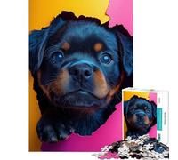 Puzzle de 1000 pièces pour Adultes Chiot Qui Regarde à Travers Une Feuille de Papier Jeu de réflexion et Anti-Stress Idéal comme Cadeau (Dimensions 50x75cm)