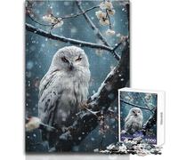 Puzzle de 1000 pièces pour Adultes - Chouette Blanche comme Neige - Calme et détente - Découpe de précision avancée - Dimensions:38x26cm