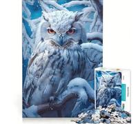 Puzzle de 1000 pièces pour Adultes Chouette Blanche perchée dans la Neige Jeu éducatif défi Stimulant renforce Les Liens d'amour Entre Couples 38x26cm