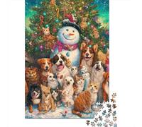 Puzzle De 1000 Pièces pour Adultes Christmas Cats & Dogs Puzzle Casse-tête Jeu De Rapidité Activités Amusantes À La Maison 70x50cm/1000pcs