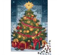 Puzzle De 1000 Pièces pour Adultes Christmas Stained Glass Window Puzzle Casse-tête Jeu De Rapidité Activités Amusantes À La Maison 52x38cm/1000pcs