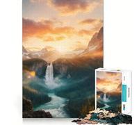 Puzzle de 1000 pièces pour Adultes Ciel et Cascade Lever de Soleil Entraînement Mental ludique Pièces nettes et sans bavures Activité de Groupe réconfortante (38x26cm)