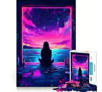 Puzzle de 1000 pièces pour Adultes Ciel Nocturne à Travers Une fenêtre Jeu de réflexion Stimulant et Amusant à Partager Qualité et découpe exceptionnelles Cadeau raffiné (38x52cm)