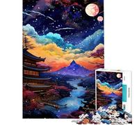Puzzle de 1000 pièces pour Adultes Ciel Nocturne Japonais Activités ludiques à la Maison améliore la mémoire Jouet de décoration pour Les 14 Ans et Plus (38x26cm)