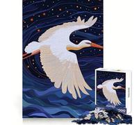 Puzzle de 1000 pièces pour Adultes : Cigogne Blanche planant dans Un Ciel étoilé Idéal pour la réflexion créative, la détente et Le Divertissement Bords précis Un Cadeau de Noël attentionné (38x52cm)