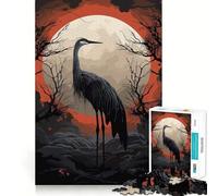Puzzle de 1000 pièces pour adultes, cigogne noire, jeu de bordure, jeu de réflexion, passe-temps, motif de Noël (50 x 75 cm)