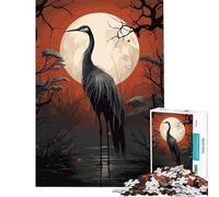 Puzzle de 1000 pièces pour Adultes Cigogne Noire vectorielle Jeu Familial éducatif et Stimulant Cadeau d'anniversaire (Dimensions 38x52cm)