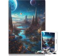 Puzzle de 1000 pièces pour Adultes - Cité Extraterrestre - Jeu éducatif - Activités familiales - Idée Cadeau de Noël Secret - Dimensions : 38x52cm