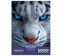 Puzzle De 1000 Pièces pour Adultes Close-up of A White Tiger Face Puzzle pour Adultes Jeux Relaxants Améliorent La Mémoire Jeu Stimulant Cadeaux 52x38cm/1000pcs