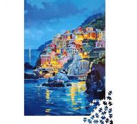 Puzzle De 1000 Pièces pour Adultes Coastal Village Lights Puzzles pour Adultes Vacances À La Maison Tue-t-il Le Temps Chaque Pièce Est Unique - Un pour Les Joueurs 70x50cm/1000pcs