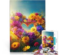 Puzzle de 1000 pièces pour Adultes “Coeur Fait de Fleurs” Fait de Papier，Convient aux 14 Ans et Plus Course de Vitesse à la Main Améliorer l'amour Entre Les Couples。Taille：26x38cm/10.24x14.96pouce