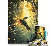 Puzzle de 1000 pièces pour Adultes Colibri dans Une forêt dorée, Jeu Impossible, idéal pour se détendre à la Maison, Cadeau pour Les Amis et la Famille 38x26cm