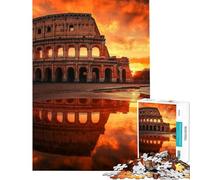 Puzzle de 1000 pièces pour Adultes Colisée Coucher de Soleil Rome Italie Empire Jeu Familial pour Adultes décoration Murale activités Amusantes à la Maison (Dimensions 50x75cm)