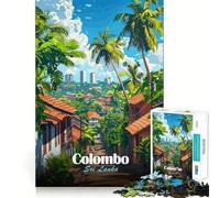 Puzzle de 1000 pièces pour Adultes,Colombo,Sri Lanka Affiche de Voyage Jeu de logique Amusant et Facile à Assembler,scène de Noël (38x52cm)