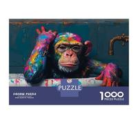 Puzzle De 1000 Pièces Pour Adultes Colorful Chimpanzee in Bathtub Puzzles Pour Adolescents, Passe-temps Idéal Pour Les Vacances À La Maison, Jeu Éducatif Et Stimulant À Compléter En Famille 52x38cm/10