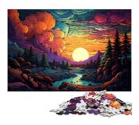 Puzzle de 1000 pièces pour adultes Colorful Fantasy Sunset Landscape Puzzle pour adultes Puzzle en bois Jeu éducatif 1000 pièces (75x50 cm)