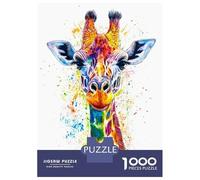 Puzzle De 1000 Pièces pour Adultes Colorful Giraffe Portrait Puzzles pour Adolescents Cadeau d'anniversaire Stimule Le Cerveau Jeu Stimulant Cadeaux 70x50cm/1000pcs