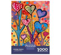 Puzzle De 1000 Pièces pour Adultes Colorful Heart Tree Art Print Puzzles pour Adultes - Décoration Murale - Jeu Stimulant - Cadeaux 52x38cm/1000pcs