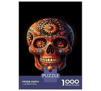 Puzzle De 1000 Pièces pour Adultes Colorful Sugar Skull Art Print Puzzle pour Adultes Jeu Manuel Décoration Murale Activités Amusantes À La Maison, 38x26cm/1000pcs