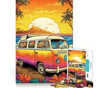 Puzzle de 1000 pièces pour Adultes Combi VW rétro, Voyage à la Plage Renforcement Musculaire, mémoire, soulagement du Stress, qualité supérieure, Cadeau d'anniversaire (38x26cm)