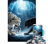 Puzzle de 1000 pièces pour Adultes Confrontation Entre Un léopard des neiges et Une panthère idéal pour Un Anniversaire ou Noël Jeu éducatif Difficile à partir de 14 Ans (38x52cm)