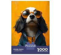 Puzzle De 1000 Pièces pour Adultes Cool Dog in Sunglasses Adolescents Puzzles Anti-Stress Jeux Difficiles Défi Activités Amusantes À La Maison 52x38cm/1000pcs