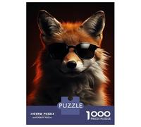 Puzzle De 1000 Pièces pour Adultes Cool Fox with Sunglasses Puzzles pour Adultes - Jeu De Réflexion Amusant Et Humoristique, Difficile Et Stimulant 38x26cm/1000pcs