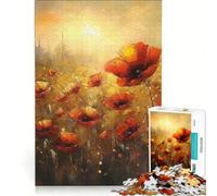 Puzzle de 1000 pièces pour Adultes Coquelicots au Coucher du Soleil Jeu à Monter soi-même pour améliorer sa mémoire Cadeau Unique pour Un Anniversaire ou Noël 38x26cm