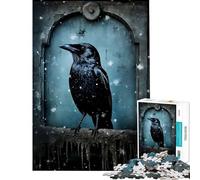 Puzzle de 1000 pièces pour Adultes Corbeau Assis sur Une Pierre tombale idéal pour Un Anniversaire ou Noël activités familiales et Jeux de Construction à partir de 14 Ans (38x52cm)