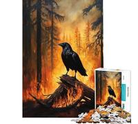 Puzzle de 1000 pièces pour Adultes Corbeau dans Le feu Un défi à relever pour se détendre Pendant Les Vacances à la Maison Jouet Anti-Stress adapté aux Personnes de 14 Ans et Plus (38x52cm)