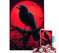 Puzzle de 1000 pièces pour Adultes Corbeau et Lune de Sang Idéal pour Un Anniversaire Noël ou Toute la Famille Jouet Anti-Stress à partir de 14 Ans (38x26cm)