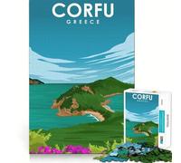 Puzzle de 1000 pièces pour Adultes Corfou Sérénité ensoleillée Décoration aux Bords Nets Activité cérébrale Amusante et Facile à Vivre Cadeau d'anniversaire pour l'esprit (38x52cm)