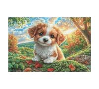 Puzzle De 1000 Pièces pour Adultes Corgi dans Le Champ de Fleurs 1000 PCS 75x50cm Art Mural Encadrable pour Bureau Café Présentation Artistique Unique pour Espace Commercial